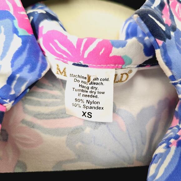 Mahi Gold Schooner Dress Spring Fling Floral Print Blue Pink Women's Size XS - Picture 7 of 7